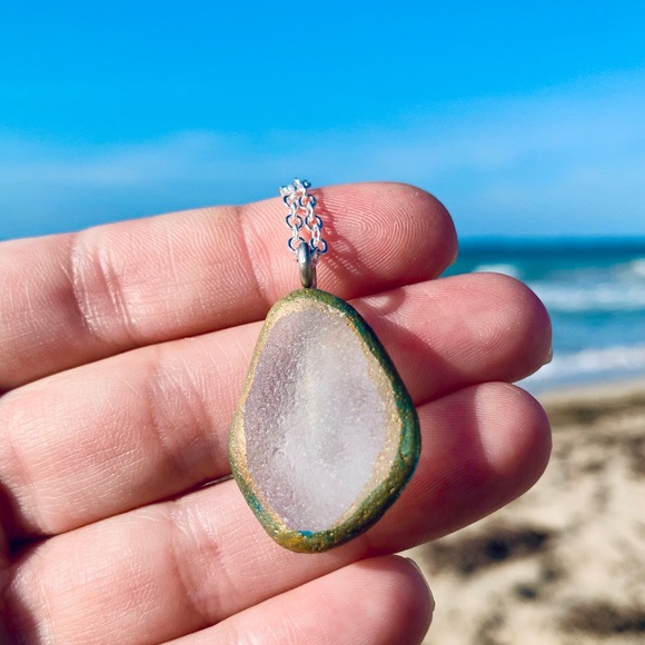 Painted Mermaid Seaglass Necklace - Picture 3 of 9